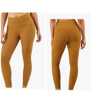 💥Women's Mustard High-Waisted Texture Leggings M